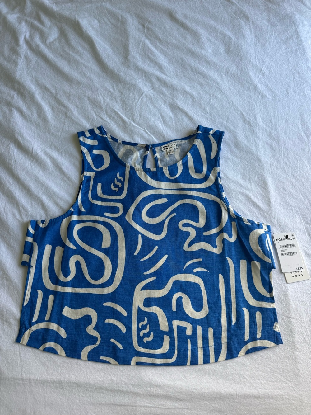 Billabong Blue and White Abstract Tank Top
